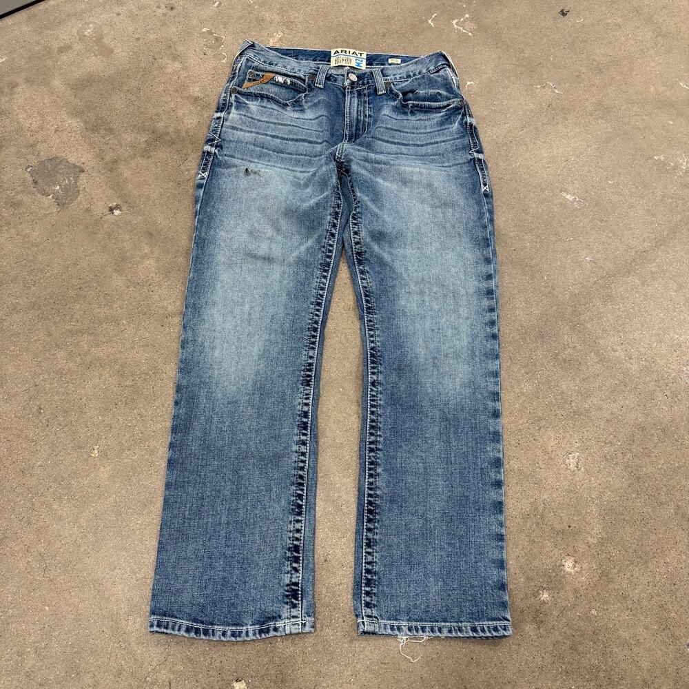Ariat M2 Relaxed Boot Cut Jeans Mens 32x32 Cowboy Workwear Denim Dusty Blue